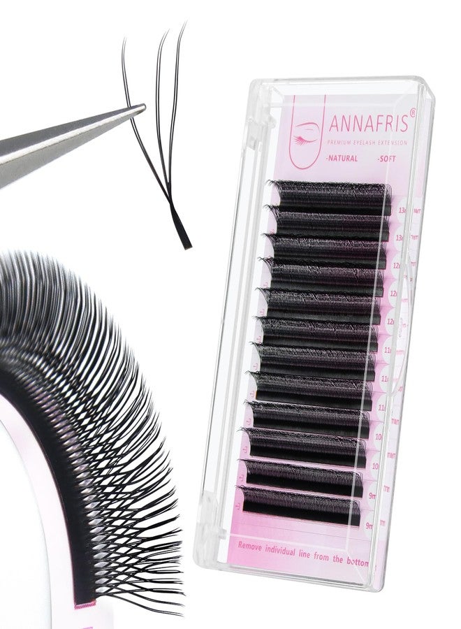 ANNAFRIS Double U Shape Premade Fan 6D Eyelash Extensions Volume Self Fanning WW Clover False Lashes Faux Mink Matte Black Cluster Lash Extensions(0.07 C,9-13mm Mix) - Image 1